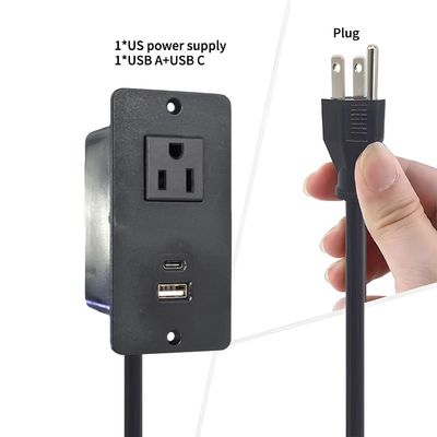 Tomada de energia para sofá de plástico com 1 tomada de energia padrão dos EUA e porta USB A+C