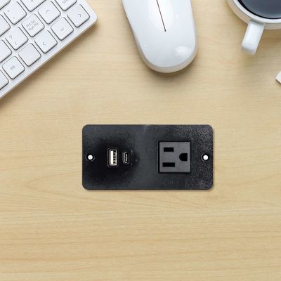 Tomada de energia para sofá de plástico com 1 tomada de energia padrão dos EUA e porta USB A+C