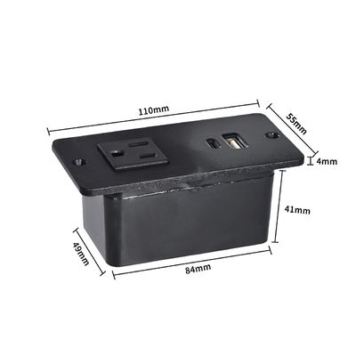 Tomada de energia para sofá de plástico com 1 tomada de energia padrão dos EUA e porta USB A+C