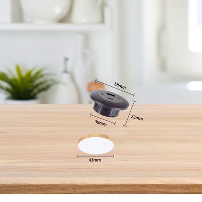 Soquete de alimentação de mesa montada em plástico com portas de carregamento USB A + C