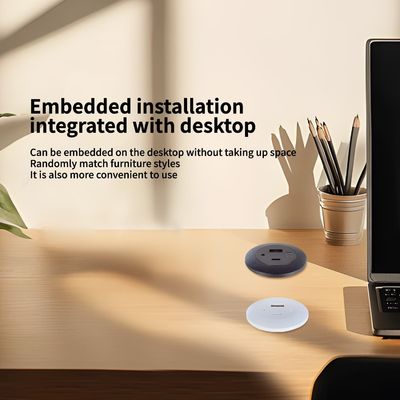 Soquete de alimentação de mesa montada em plástico com portas de carregamento USB A + C