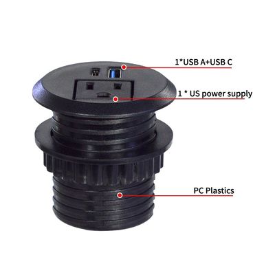 50mm Rodas Plugs Elétricos & us Sockets Sacas padrão com USB Type-C Port de Carregamento
