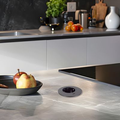 Conjunto de Sofá Redondo com Design e Tomada de Energia de Mesa Embutida com Tomada de Carregamento USB TIPO C