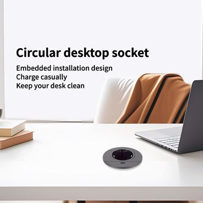 Conjunto de Sofá Redondo com Design e Tomada de Energia de Mesa Embutida com Tomada de Carregamento USB TIPO C