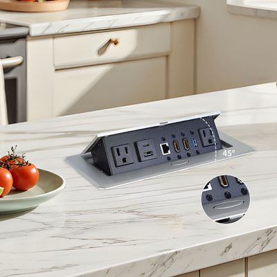 Para o escritório inteligente aprovado UL liga de alumínio de tomada de mesa pop-up com configurações modulares
