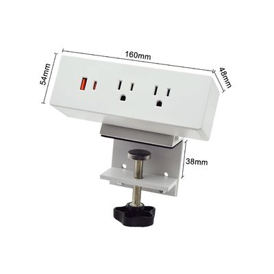Multifuncional 2 tomadas de corrente alternada USB A + C US Power Carregamento Rápido Grampos de Desktop Socket Power Strip