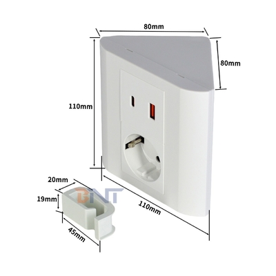 Tomada de mesa portátil UE para escritório e casa IP44 com portas de saída USB A+C para múltiplos dispositivos