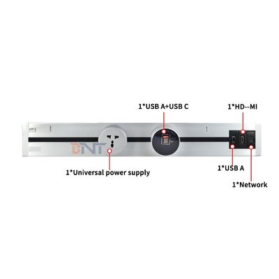 Soquete de trilho de energia de estilo moderno montado na parede Soquete de CA removível de saída múltipla conveniente para normas universais do Reino Unido