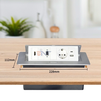 Liga de alumínio soquete de alimentação de mesa pop-up Soquete de alimentação UE com configurações modulares