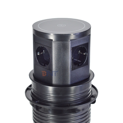 Tomadas de energia pop-up pneumáticas ocultas na cozinha Carregador sem fio com 4 tomadas AC e USB A+C