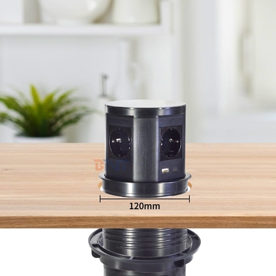 Tomadas de energia pop-up pneumáticas ocultas na cozinha Carregador sem fio com 4 tomadas AC e USB A+C