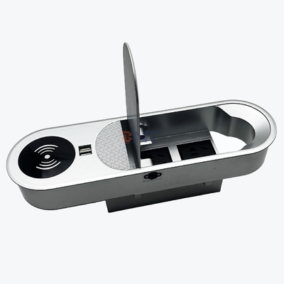 Tomada de energia de mesa com saídas de carregamento 2AC e 2USB A multifuncional com carregador sem fio