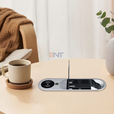 Tomada de energia de mesa com saídas de carregamento 2AC e 2USB A multifuncional com carregador sem fio