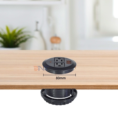 Conjunto de Sofá Redondo Soquete de Energia Elétrica Incorporado com 2 tomadas de energia padrão dos EUA e Dual USB Soquete de Carregamento 65W