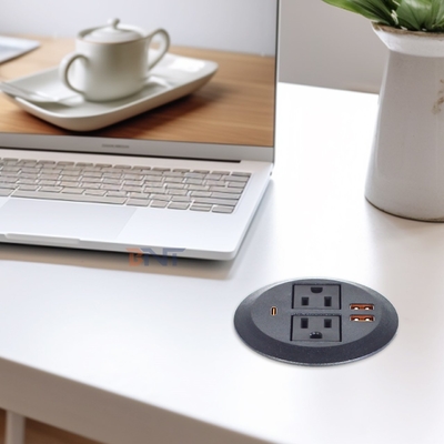 Conjunto de Sofá Redondo Soquete de Energia Elétrica Incorporado com 2 tomadas de energia padrão dos EUA e Dual USB Soquete de Carregamento 65W