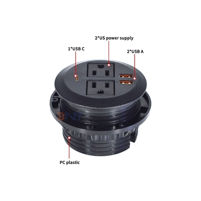 Conjunto de Sofá Redondo Soquete de Energia Elétrica Incorporado com 2 tomadas de energia padrão dos EUA e Dual USB Soquete de Carregamento 65W