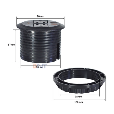 Conjunto de Sofá Redondo Soquete de Energia Elétrica Incorporado com 2 tomadas de energia padrão dos EUA e Dual USB Soquete de Carregamento 65W