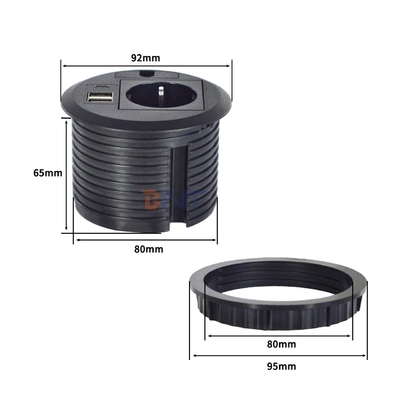 Design da tampa do orifício do fio Tomada de energia embutida para sofá redondo com tomadas de energia padrão da UE USB A+C