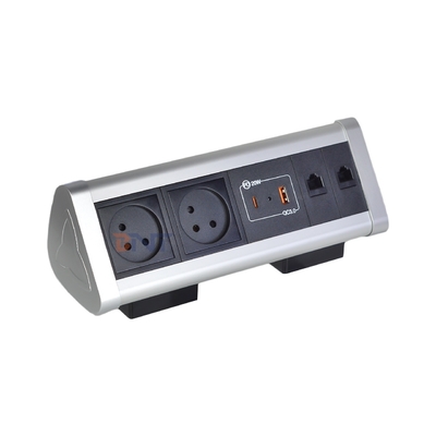 Desenho de clip adesivo Prenda de escritório Soquete de alimentação com 2 tomadas AC IS USB A + C PD 20W Carregamento rápido