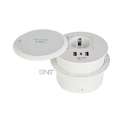 Tomada de energia para mesa ou sofá com design embutido, tomada de energia padrão da UE com 2 portas de carregamento Tipo A + 1 Tipo C