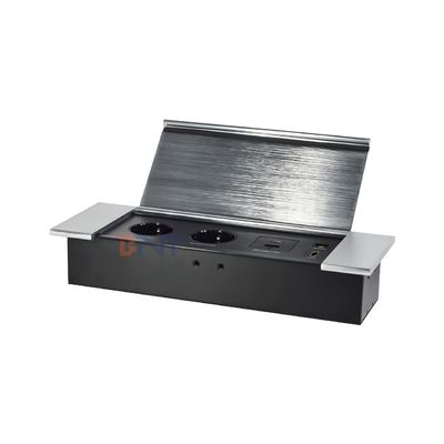 Tomada de mesa com design Flip oculto com 2 tomadas EUAC USB A+C HDMI Rede