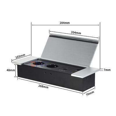 Tomada de mesa com design Flip oculto com 2 tomadas EUAC USB A+C HDMI Rede
