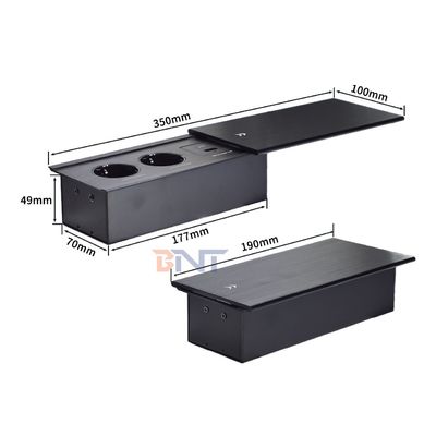 Slip-Open Euro Tabletop Electric Power Socket 2 AC Outlets USB A+C IP44 16A Corrente nominal para uso no escritório