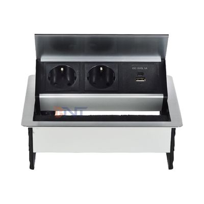 Tomada de energia de mesa com escova de mesa personalizada de fábrica, tampa flip, soquete USB de 20W, grommet de energia de mesa oculto