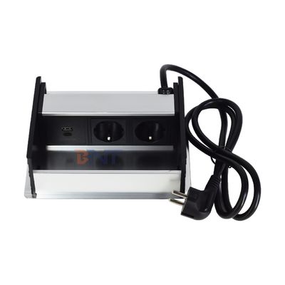 Tomada de energia de mesa com escova de mesa personalizada de fábrica, tampa flip, soquete USB de 20W, grommet de energia de mesa oculto