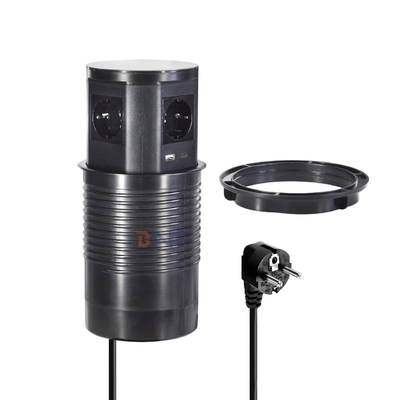 Tomadas de energia pop-up pneumáticas ocultas na cozinha Carregador sem fio com 4 tomadas AC e USB A+C