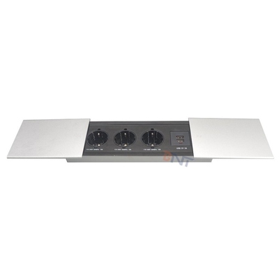 Tomada de energia de mesa com abertura deslizante para mesas, escritórios, salas de estudo e balcões com instalação embutida